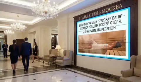 Иллюстрация: настенный экран с предложением СПА для гостей отеля