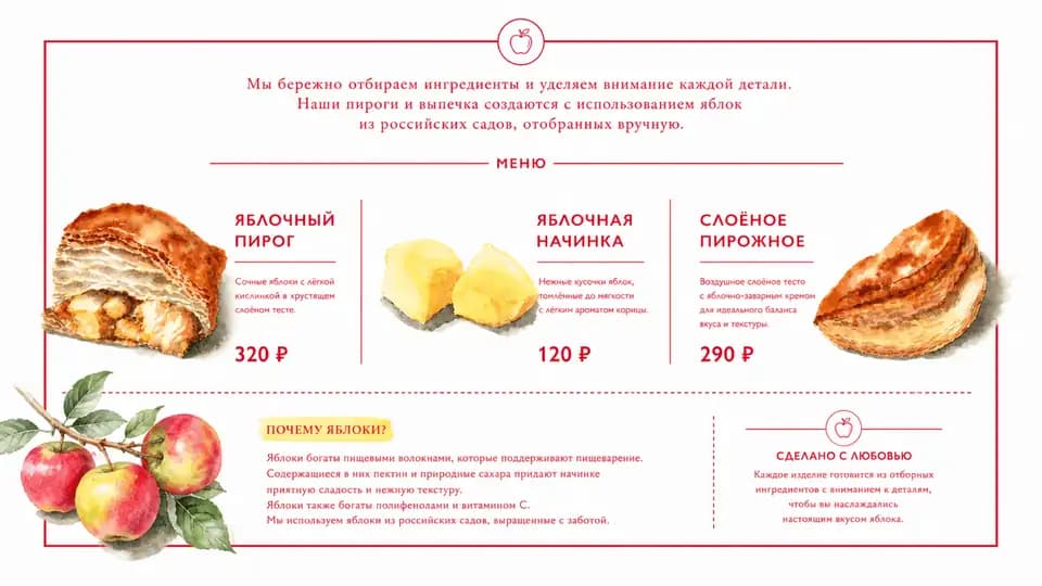 Витрина пекарни — шаблон меню-борда, горизонтальная версия 16:9