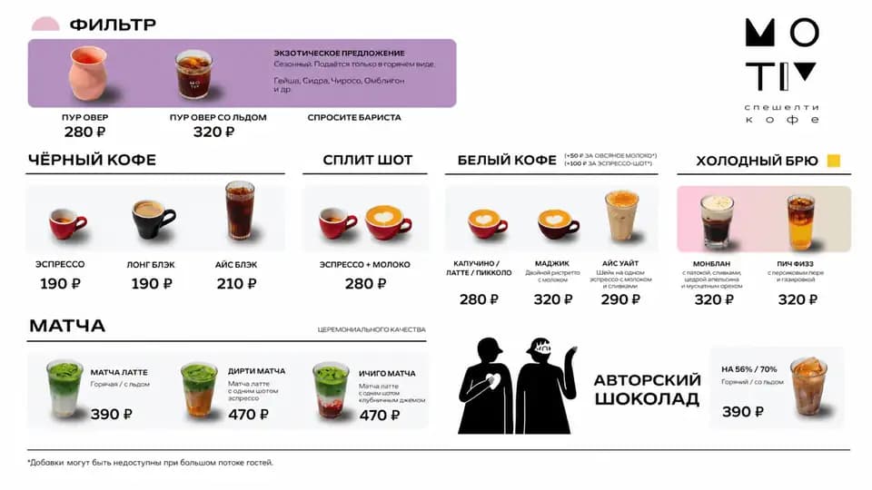 Кофейное меню с десертами — шаблон меню-борда, горизонтальная версия 16:9